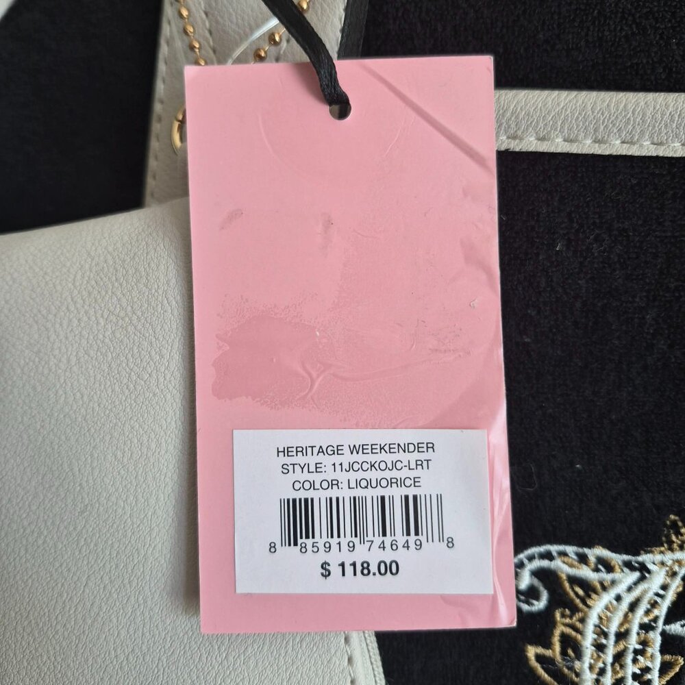 Juicy Couture Black Cream Weekender Duffle Bag NWT - Picture 6 of 8
